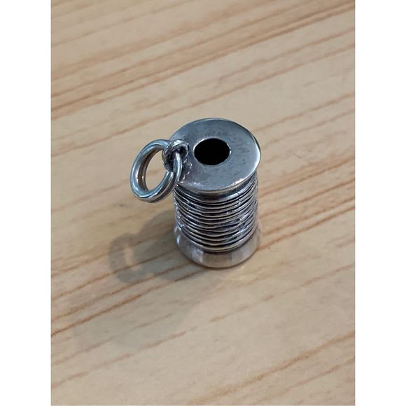 .925 Vintage Spool of Thread Sterling Silver Jewelry Charm #sew #hobby - Picture 2 of 5